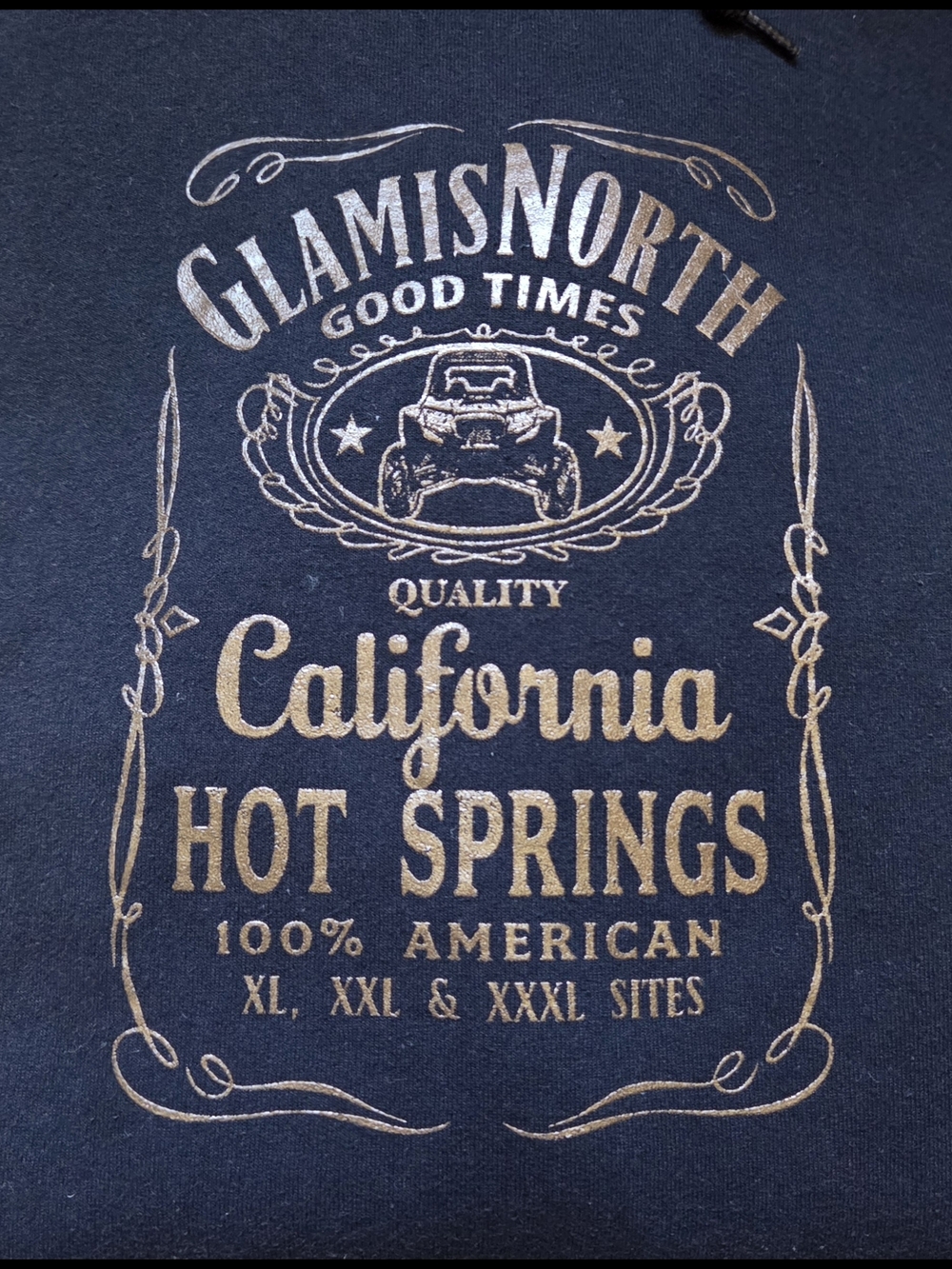 Glamis North California Hot Springs Graphic Pullover Hoodie Sweatshirt Black 2XL